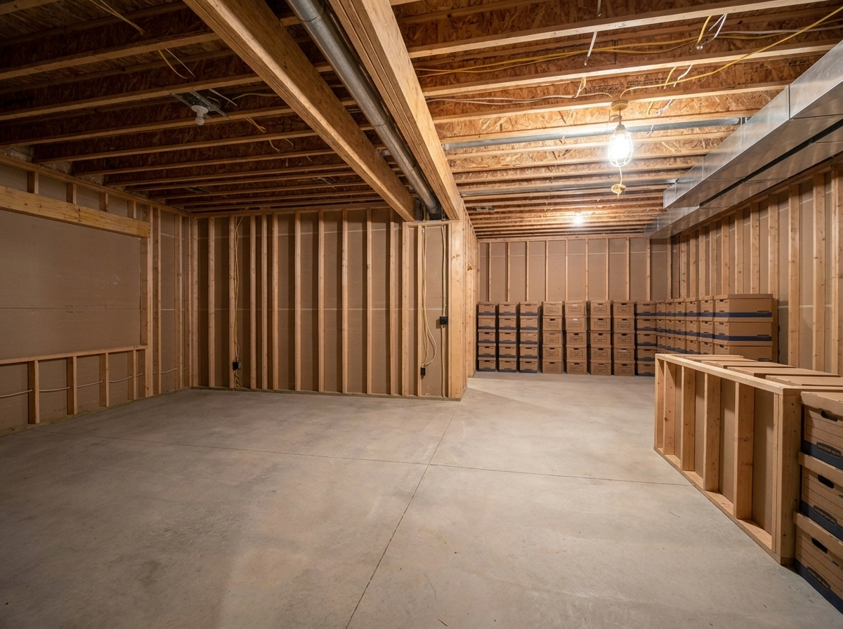 Unfinished basement before build-out