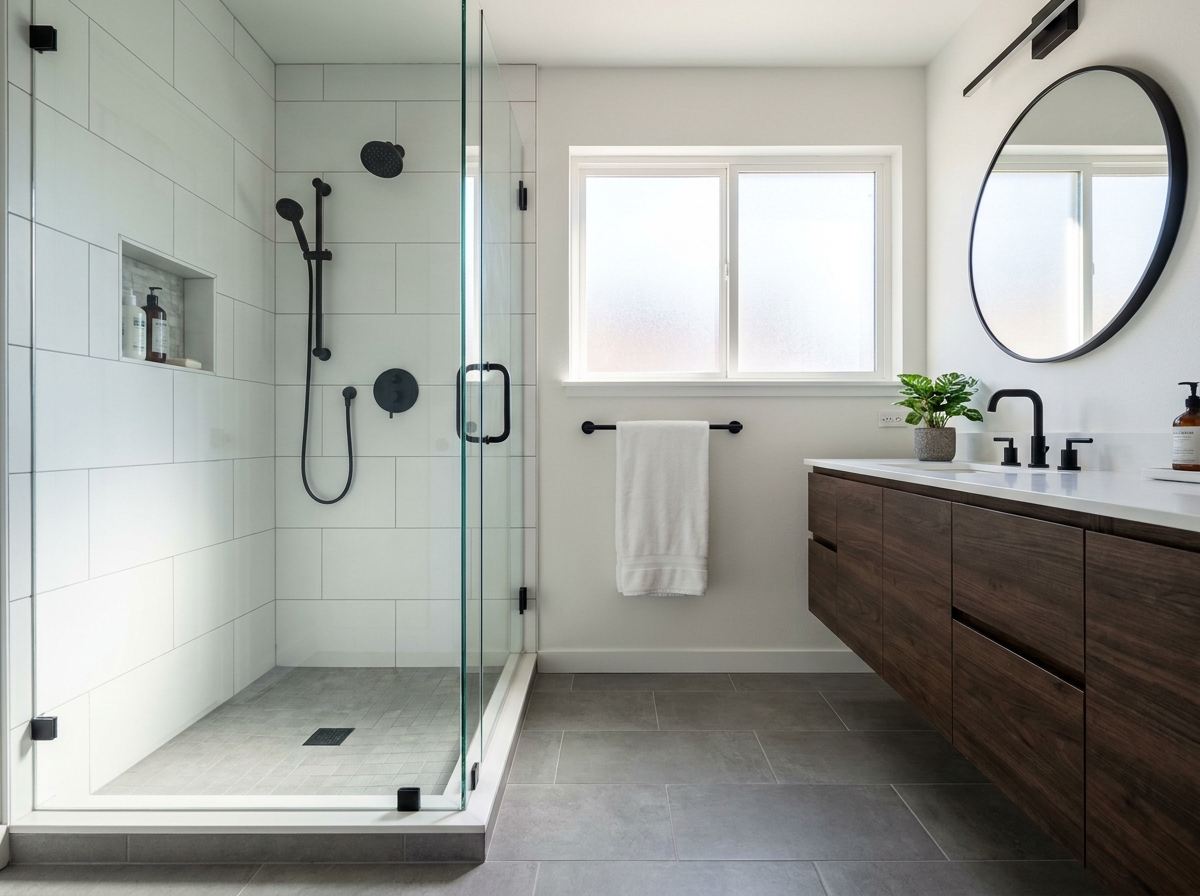 Same bathroom after a spa-style remodel